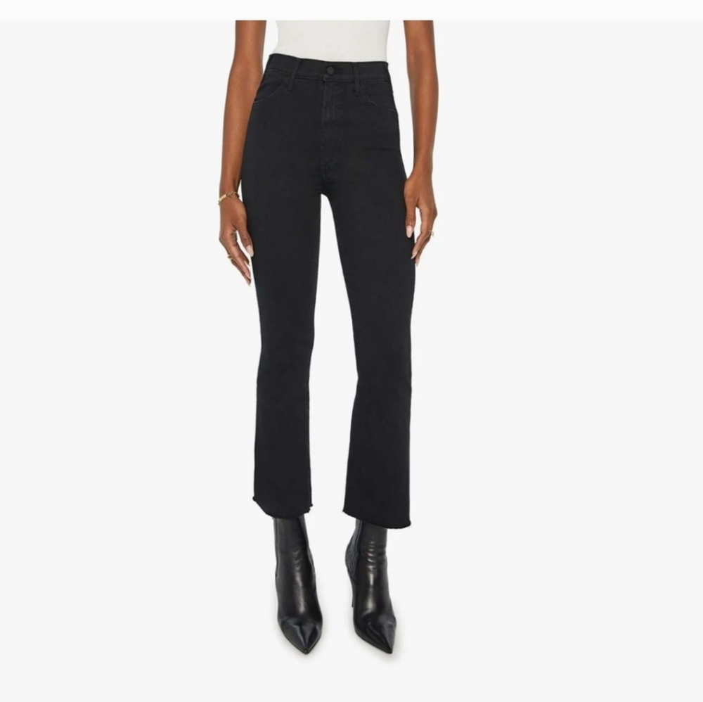 MOTHER Jeans Women’s 25 The Hustler Ankle Fray Black Denim  Not Guilty